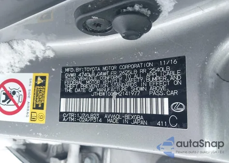 2017 Lexus Es 300H from USA, damaged, VIN JTHBW1GG8H2141977